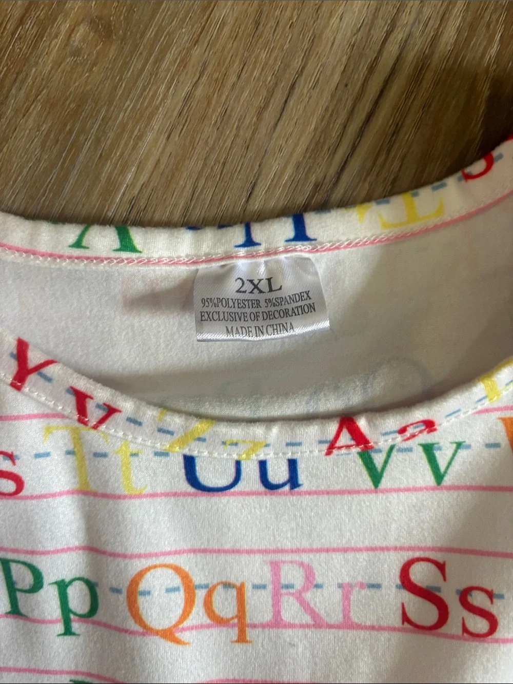Girls' Alphabet Print Flutter Sleeve Dress - White with Rainbow Letters